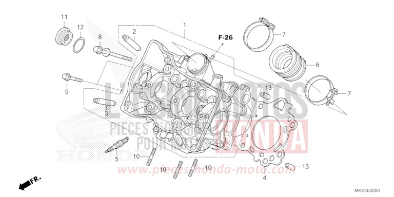 CYLINDER HEAD for Forza 750 CANDY CHROMOSPHERE RED (R381) from 2022